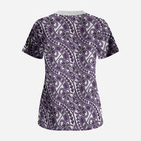 Hibiscus Bloom Island Tribal Waves Scrub Top Purple Polynesian Pattern LT01 - Polynesian Pride