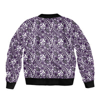 Hibiscus Bloom Island Tribal Waves Sleeve Zip Bomber Jacket Purple Polynesian Pattern LT01 - Polynesian Pride