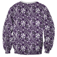 Hibiscus Bloom Island Tribal Waves Sweatshirt Purple Polynesian Pattern LT01 - Polynesian Pride