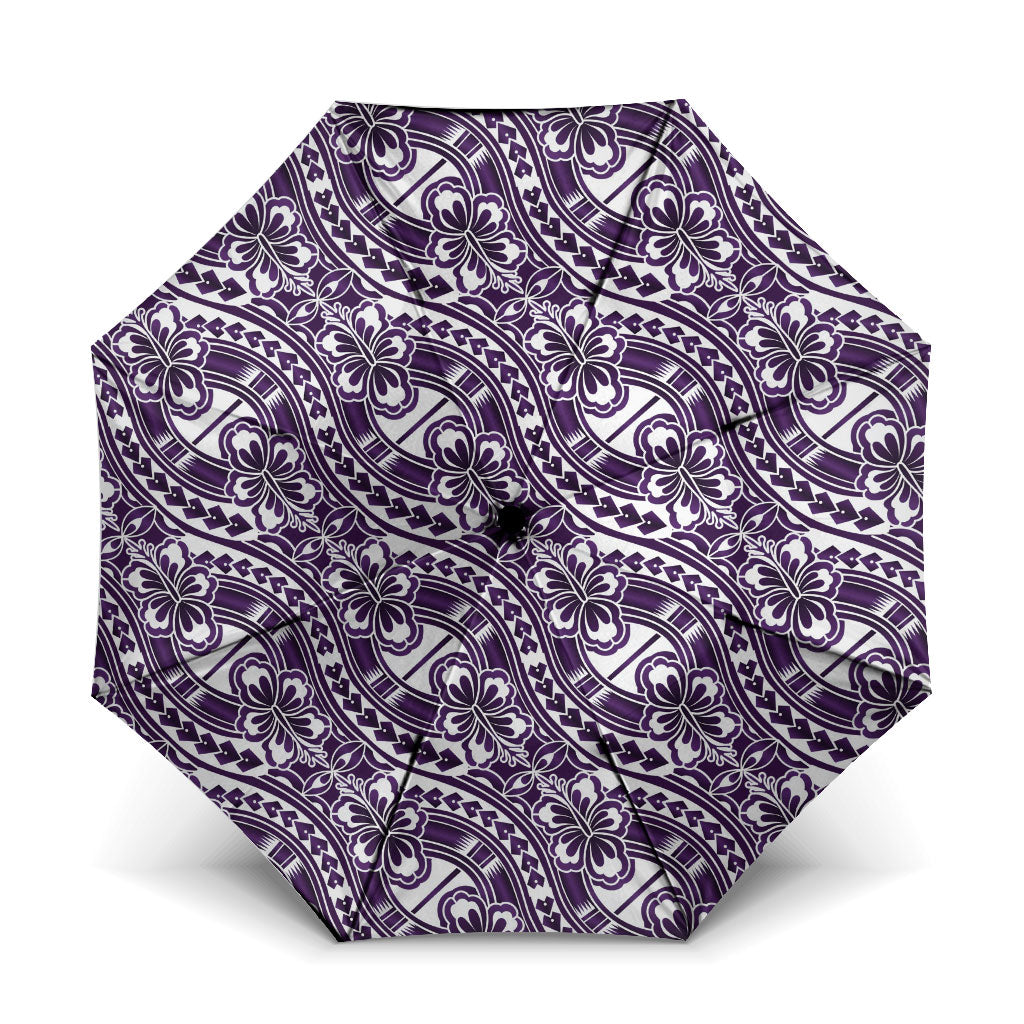 Hibiscus Bloom Island Tribal Waves Umbrella Purple Polynesian Pattern LT01 One Size Folded 11.42 inch Opened Diameter 37.4 inch Purple - Polynesian Pride