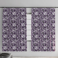 Hibiscus Bloom Island Tribal Waves Window Curtain Purple Polynesian Pattern LT01 With Hooks Purple - Polynesian Pride