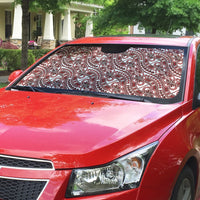 Hibiscus Bloom Island Tribal Waves Auto Sun Shade Red Polynesian Pattern LT01 - Polynesian Pride