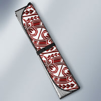 Hibiscus Bloom Island Tribal Waves Auto Sun Shade Red Polynesian Pattern LT01 - Polynesian Pride