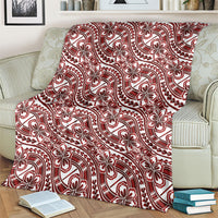 Hibiscus Bloom Island Tribal Waves Blanket Red Polynesian Pattern LT01 - Polynesian Pride