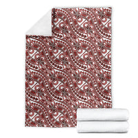 Hibiscus Bloom Island Tribal Waves Blanket Red Polynesian Pattern LT01 - Polynesian Pride