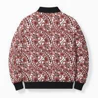Hibiscus Bloom Island Tribal Waves Bomber Puffer Jacket Red Polynesian Pattern LT01 - Polynesian Pride