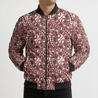 Hibiscus Bloom Island Tribal Waves Bomber Puffer Jacket Red Polynesian Pattern LT01 - Polynesian Pride