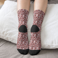 Hibiscus Bloom Island Tribal Waves Crew Socks Red Polynesian Pattern LT01 - Polynesian Pride