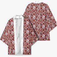 Hibiscus Bloom Island Tribal Waves Kimono Red Polynesian Pattern LT01 - Polynesian Pride