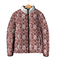 Hibiscus Bloom Island Tribal Waves Padded Jacket Red Polynesian Pattern LT01 - Polynesian Pride