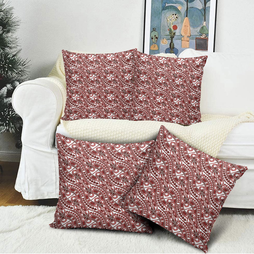 Hibiscus Bloom Island Tribal Waves Pillow Cover Red Polynesian Pattern LT01 - Polynesian Pride