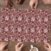 Hibiscus Bloom Island Tribal Waves Puzzle Red Polynesian Pattern LT01 - Polynesian Pride