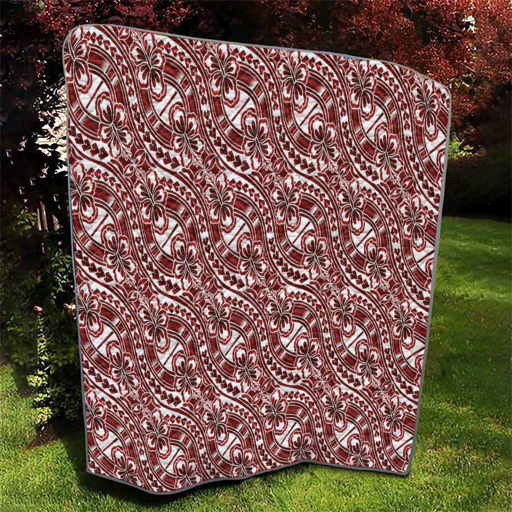 Hibiscus Bloom Island Tribal Waves Quilt Red Polynesian Pattern LT01 - Polynesian Pride