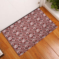 Hibiscus Bloom Island Tribal Waves Rubber Doormat Red Polynesian Pattern LT01 - Polynesian Pride