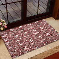 Hibiscus Bloom Island Tribal Waves Rubber Doormat Red Polynesian Pattern LT01 - Polynesian Pride