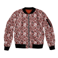 Hibiscus Bloom Island Tribal Waves Sleeve Zip Bomber Jacket Red Polynesian Pattern LT01 Unisex Red - Polynesian Pride