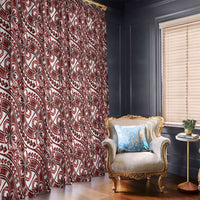 Hibiscus Bloom Island Tribal Waves Window Curtain Red Polynesian Pattern LT01 - Polynesian Pride