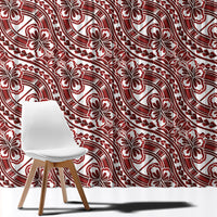 Hibiscus Bloom Island Tribal Waves Window Curtain Red Polynesian Pattern LT01 - Polynesian Pride