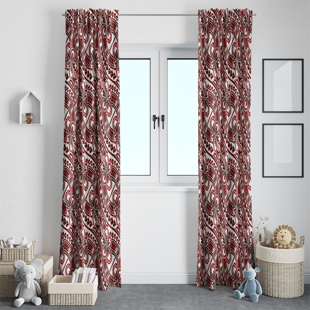 Hibiscus Bloom Island Tribal Waves Window Curtain Red Polynesian Pattern LT01 - Polynesian Pride