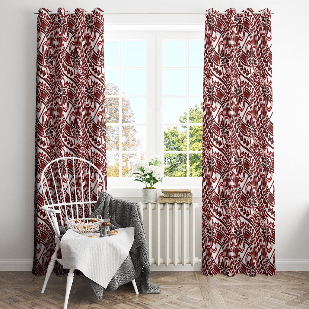 Hibiscus Bloom Island Tribal Waves Window Curtain Red Polynesian Pattern LT01 - Polynesian Pride