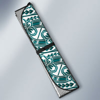 Hibiscus Bloom Island Tribal Waves Auto Sun Shade Teal Polynesian Pattern LT01 - Polynesian Pride