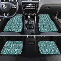 Hibiscus Bloom Island Tribal Waves Car Mats Teal Polynesian Pattern LT01 Set 4pcs Teal - Polynesian Pride