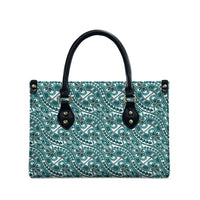 Hibiscus Bloom Island Tribal Waves Leather Bag Teal Polynesian Pattern LT01 - Polynesian Pride