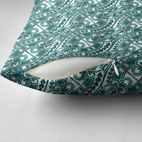 Hibiscus Bloom Island Tribal Waves Pillow Cover Teal Polynesian Pattern LT01 - Polynesian Pride