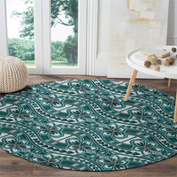 Hibiscus Bloom Island Tribal Waves Round Carpet Teal Polynesian Pattern LT01 - Polynesian Pride