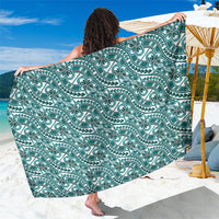 Hibiscus Bloom Island Tribal Waves Sarong Teal Polynesian Pattern LT01 One Size 44 x 66 inches Teal - Polynesian Pride