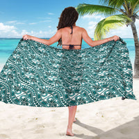 Hibiscus Bloom Island Tribal Waves Sarong Teal Polynesian Pattern LT01 - Polynesian Pride
