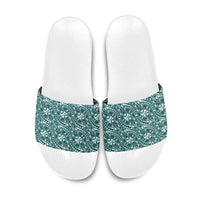 Hibiscus Bloom Island Tribal Waves Slide Sandals Teal Polynesian Pattern LT01 Teal - Polynesian Pride