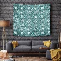 Hibiscus Bloom Island Tribal Waves Tapestry Teal Polynesian Pattern LT01 Teal - Polynesian Pride
