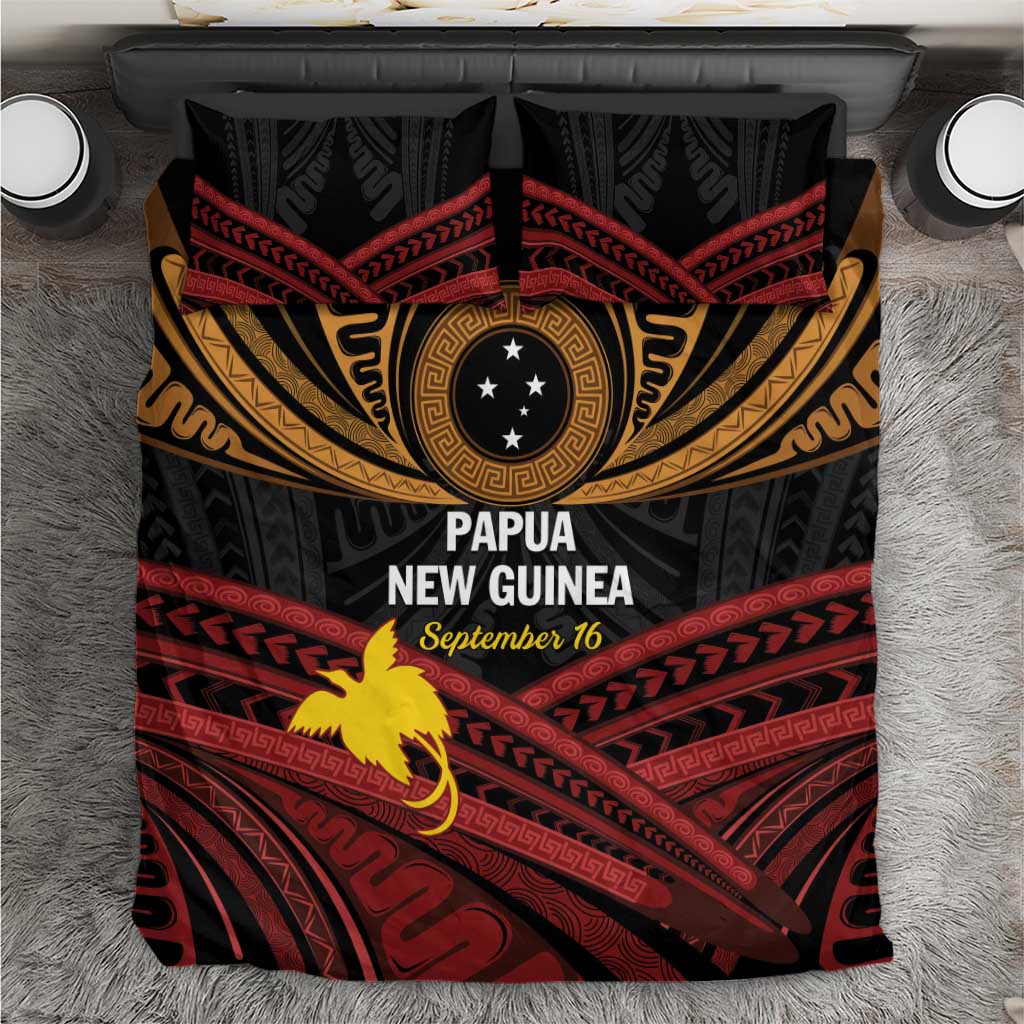 Papua New Guinea Bird of Paradise Bedding Set 16 September 1975 Independence Day Anniversary LT01 Black - Polynesian Pride