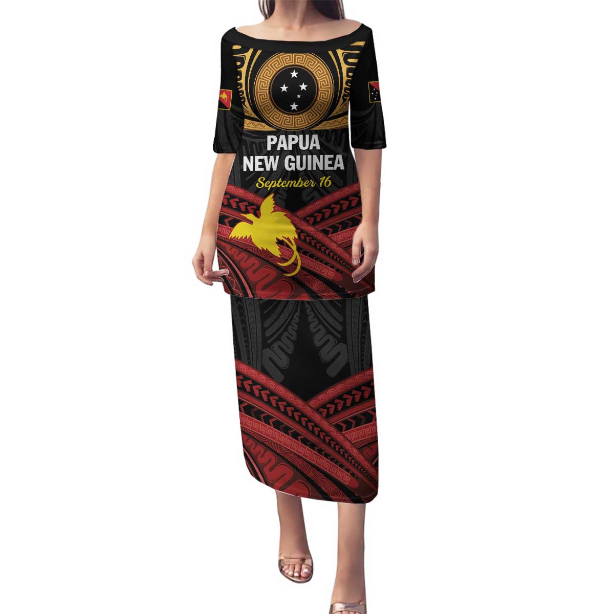 Papua New Guinea Bird of Paradise Family Matching Puletasi and Hawaiian Shirt 16 September 1975 Independence Day Anniversary