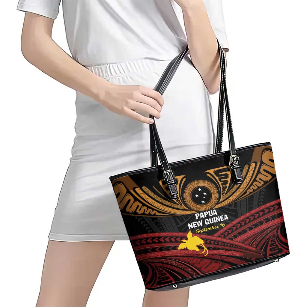 Papua New Guinea Bird of Paradise Leather Tote Bag 16 September 1975 Independence Day Anniversary