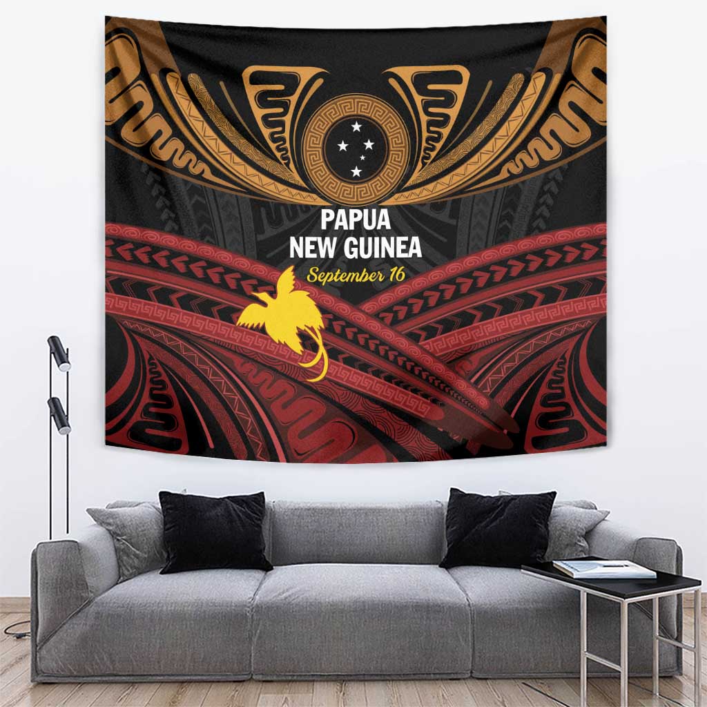 Papua New Guinea Bird of Paradise Tapestry 16 September 1975 Independence Day Anniversary LT01 Black - Polynesian Pride