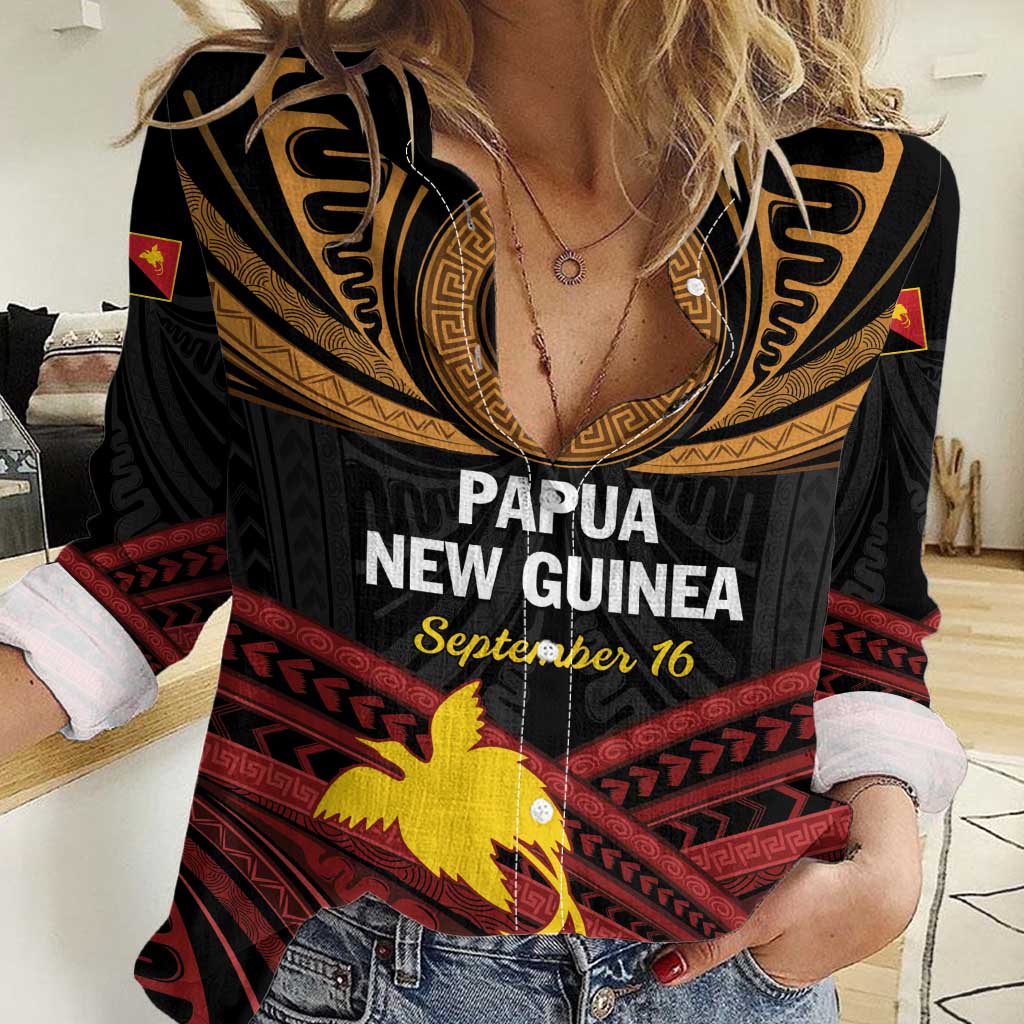 Papua New Guinea Bird of Paradise Women Casual Shirt 16 September 1975 Independence Day Anniversary