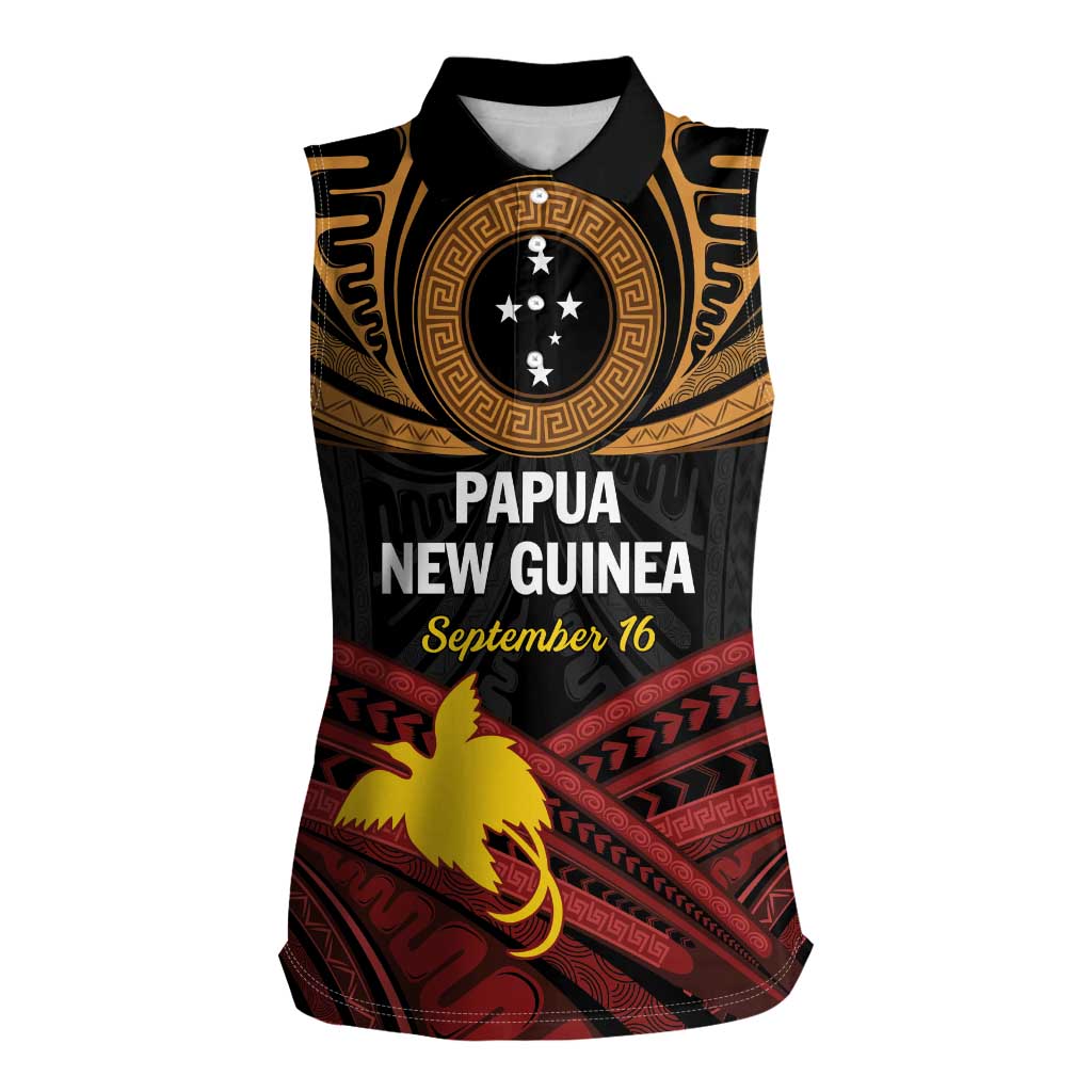 Papua New Guinea Bird of Paradise Women Sleeveless Polo Shirt 16 September 1975 Independence Day Anniversary
