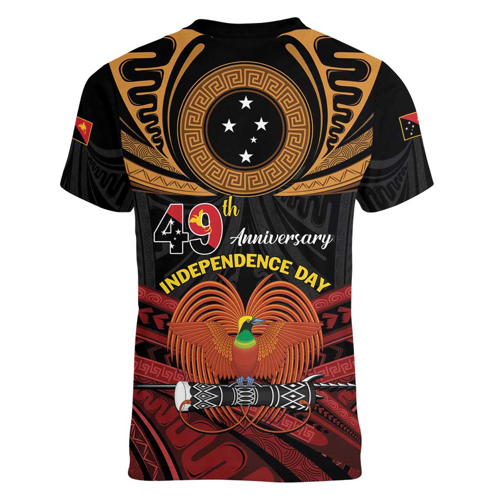 Papua New Guinea Bird of Paradise Women V-Neck T-Shirt 16 September 1975 Independence Day Anniversary