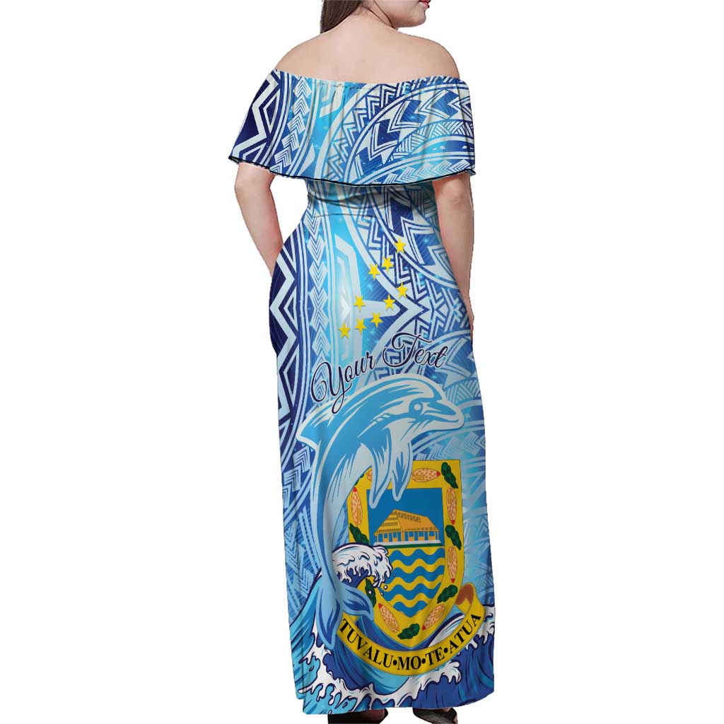 Tuvalu mo te Atua Family Matching Off Shoulder Maxi Dress and Hawaiian Shirt Tuvalu Dolphin Polynesian Pattern