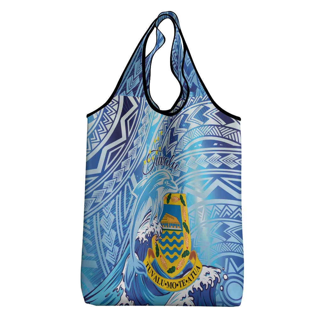 Tuvalu mo te Atua Grocery Bag Tuvalu Dolphin Polynesian Pattern
