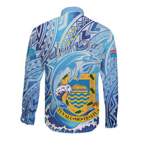 Tuvalu mo te Atua Long Sleeve Button Shirt Tuvalu Dolphin Polynesian Pattern