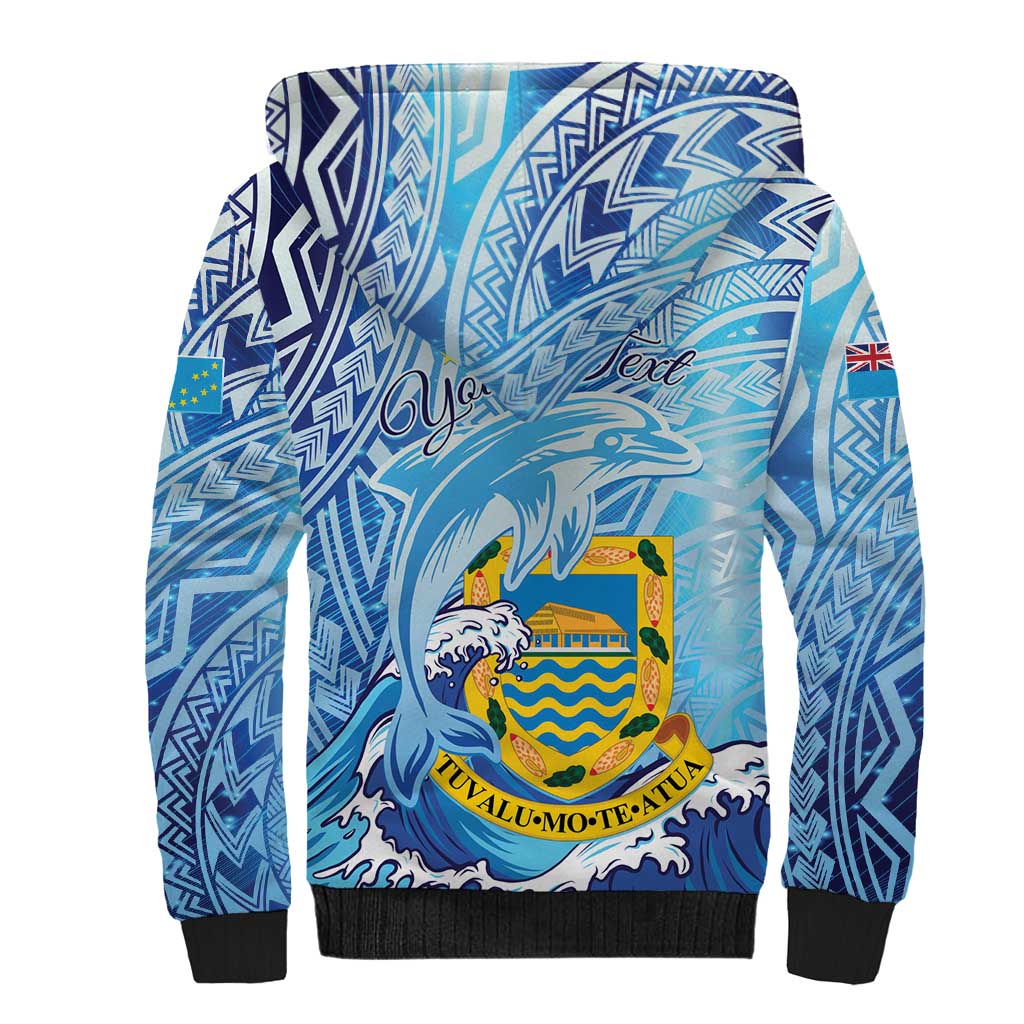 Tuvalu mo te Atua Sherpa Hoodie Tuvalu Dolphin Polynesian Pattern