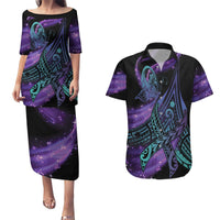 In September We Wear Teal And Purple Couples Matching Puletasi and Hawaiian Shirt Magic Ribbon Semicolon
