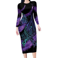 In September We Wear Teal And Purple Family Matching Long Sleeve Bodycon Dress and Hawaiian Shirt Magic Ribbon Semicolon