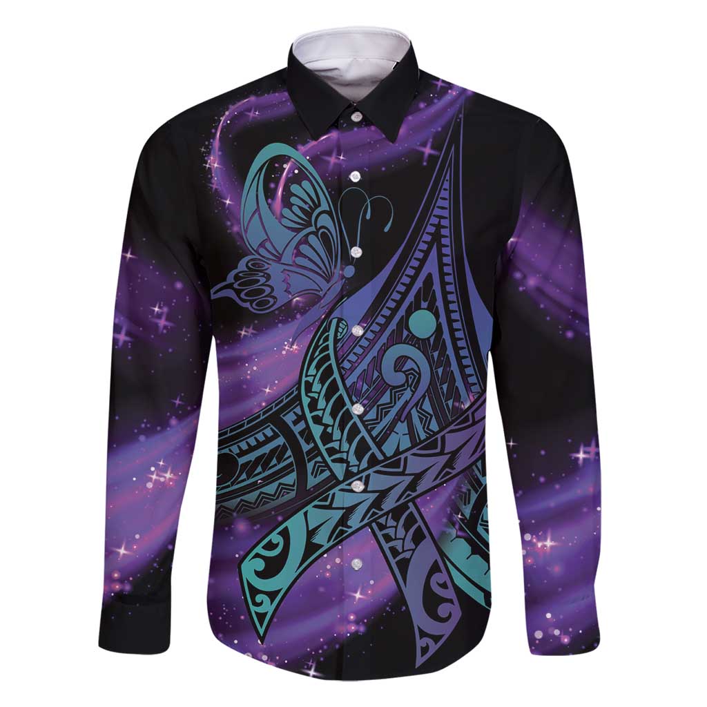 In September We Wear Teal And Purple Family Matching Mermaid Dress and Hawaiian Shirt Magic Ribbon Semicolon