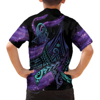 In September We Wear Teal And Purple Family Matching Off The Shoulder Long Sleeve Dress and Hawaiian Shirt Magic Ribbon Semicolon