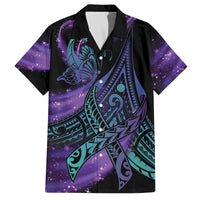 In September We Wear Teal And Purple Family Matching Off Shoulder Short Dress and Hawaiian Shirt Magic Ribbon Semicolon