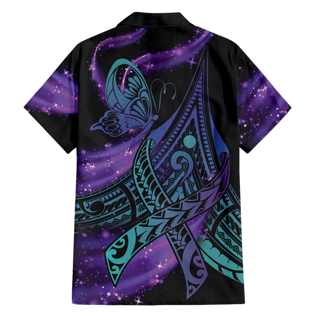 In September We Wear Teal And Purple Family Matching Short Sleeve Bodycon Dress and Hawaiian Shirt Magic Ribbon Semicolon